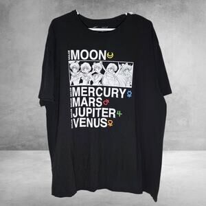 Sailor Moon Black Graphic T-Shirt 2XL Anime Fan Apparel